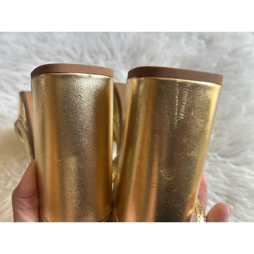Zara Gold Platform Block Heel Sandals - Picture 9 of 14